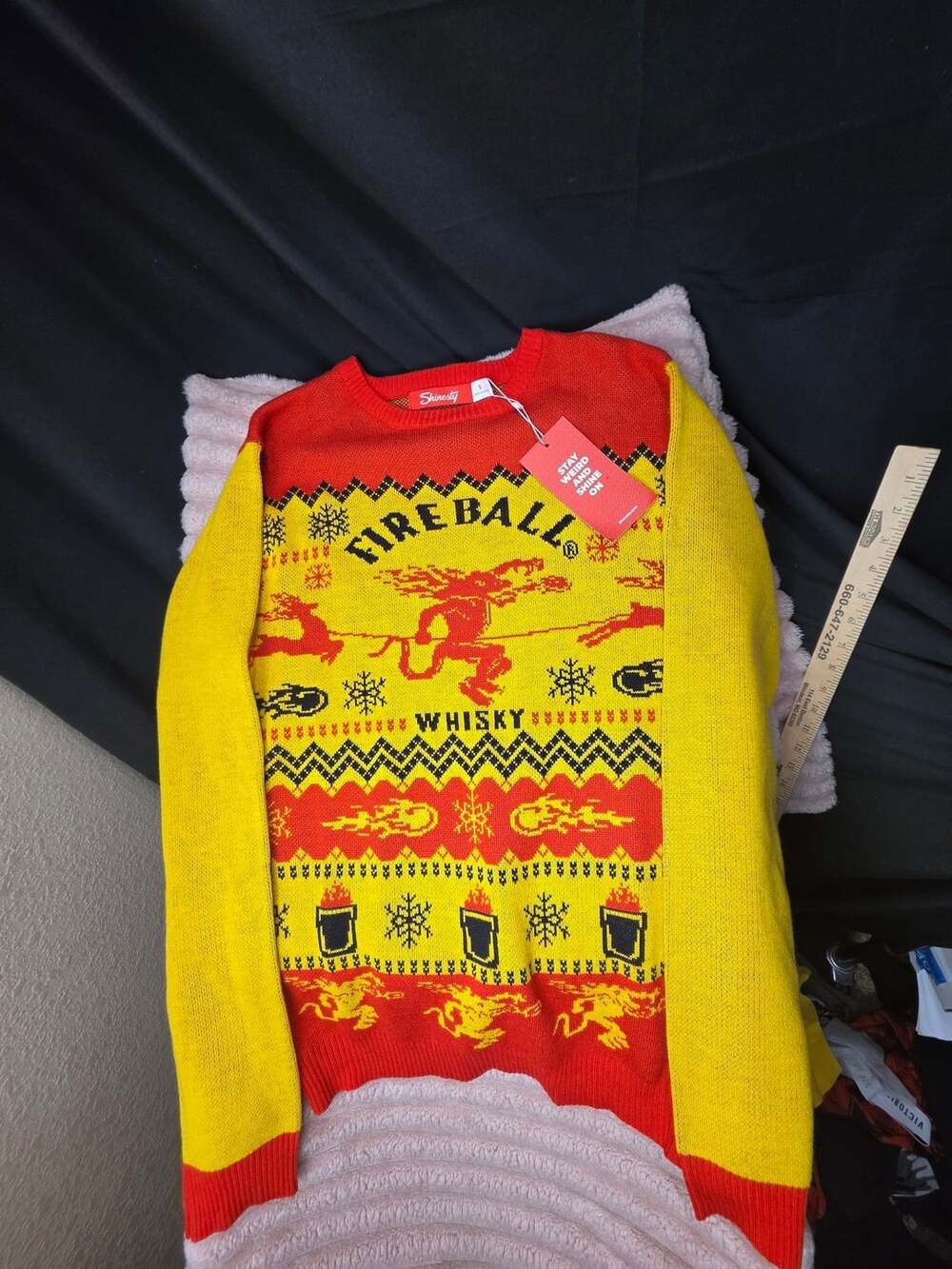 Shinesty Fireball Whisky Ugly Christmas Sweater Size S
